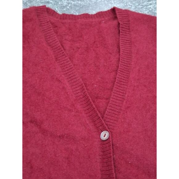 Linea Rossa 100% Pure Cashmere Cardigan Sweater Burgundy Womens S Long Pockets - Picture 9 of 11